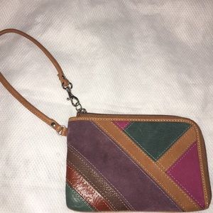 Fossil patchwork leather wristlet